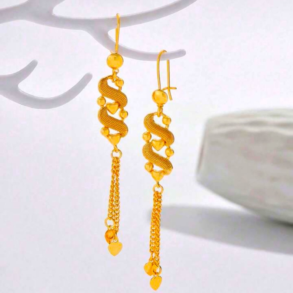 1pair Geometric Design Heart Shaped Copper Tassel Earrings